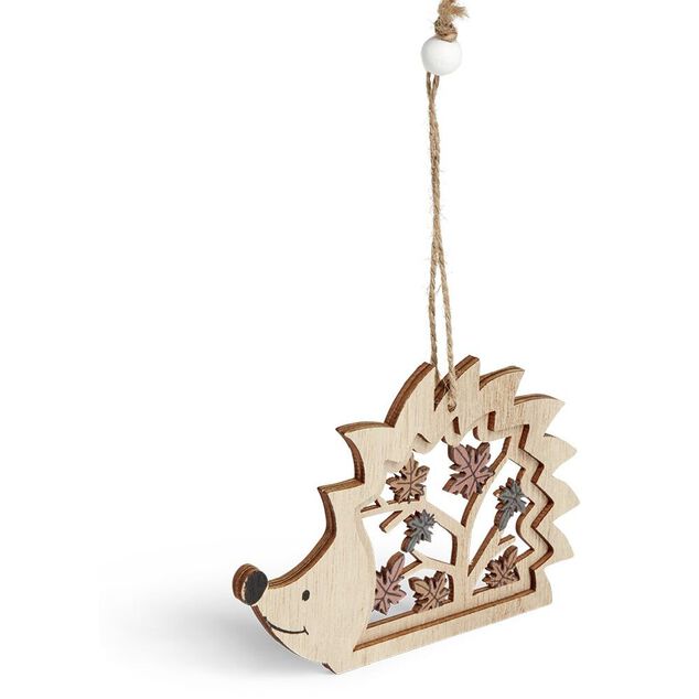 Suspension de No&euml;l for&ecirc;t en bois ajour&eacute; H10cm - 4 mod&egrave;les