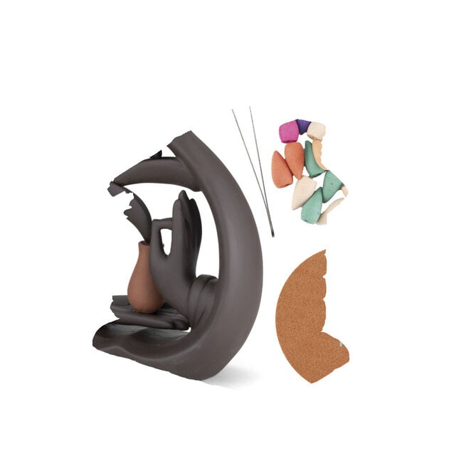 Fontaine &agrave; encens zen plastique marron 16x5x22cm