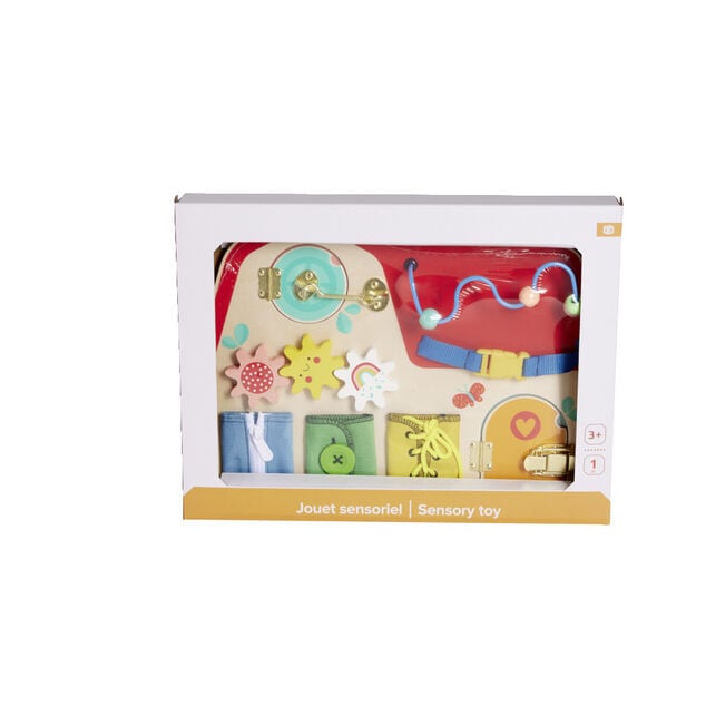 Planche activit&eacute;s enfant bois et m&eacute;tal 40x29,7xH6,4cm