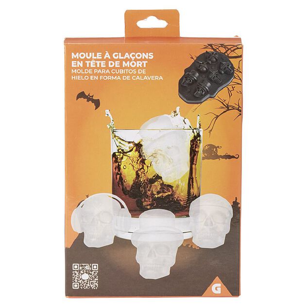 Moule &agrave; gla&ccedil;ons t&ecirc;te de mort silicone noir
