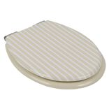 Abattant WC bois motif ray&eacute; avec frein de chute d&eacute;clipsable r&eacute;glable