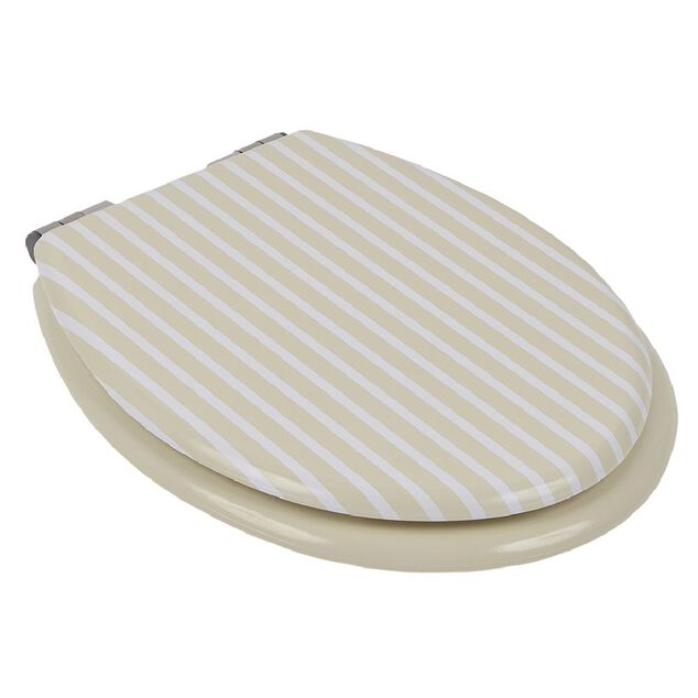 Abattant WC bois motif ray&eacute; avec frein de chute d&eacute;clipsable r&eacute;glable