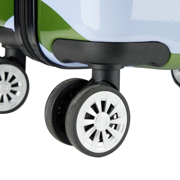 Valise cabine 39L trolley 4 roulettes bayad&egrave;re rayures bleues et vertes H56,5cm