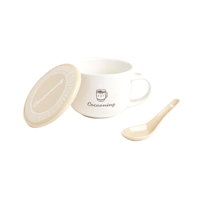 Bol jumbo 62cl avec cuill&egrave;re et couvercle cocooning