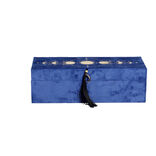 Bo&icirc;te &agrave; bijoux velours bleu motif syst&egrave;me solaire dor&eacute; 28x10,5xH9cm