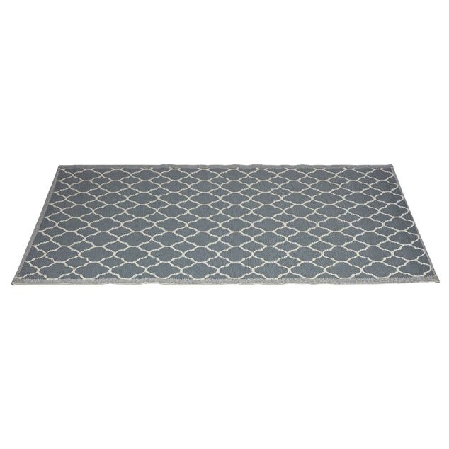 Tapis de jardin India motif chevron gris et blanc