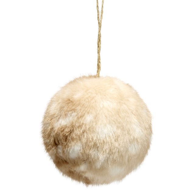 Boule de No&euml;l effet fourrure faon &agrave; suspendre &Oslash;8cm