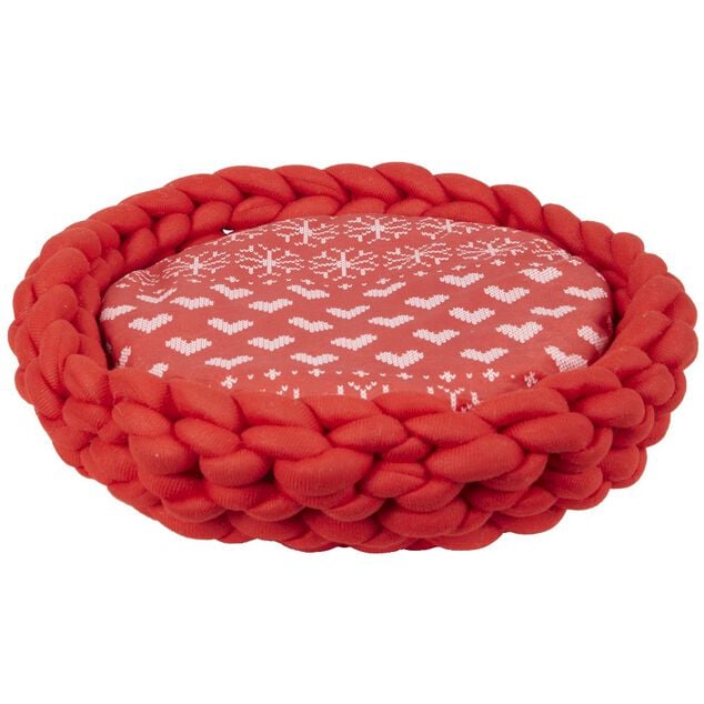 Panier de couchage avec galette rouge