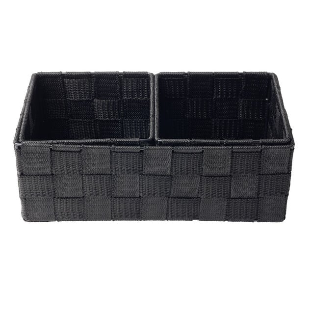 Pani&egrave;re de rangement x3 tissu gris fonc&eacute; (1 grande et 2 petites)