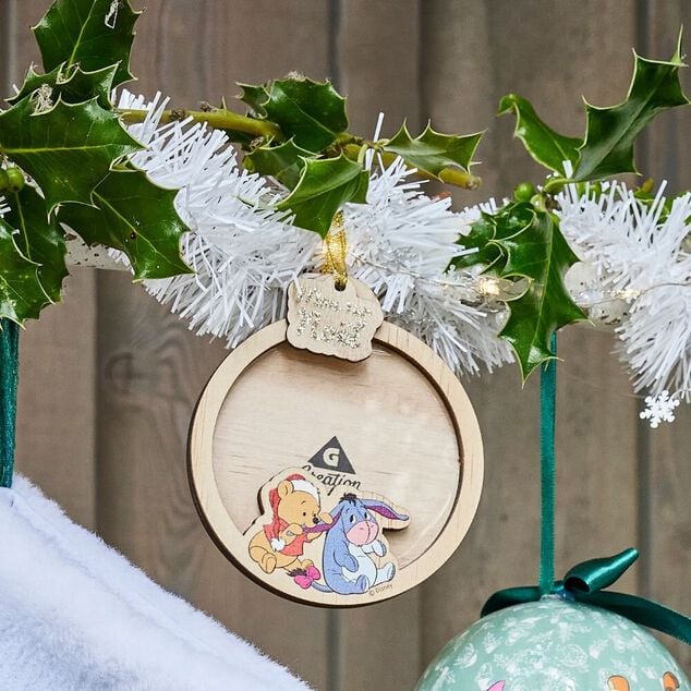 Cadre à suspendre Mon 1er Noël Disney Winnie bois Ø9cm