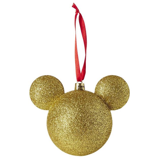 Boule de No&euml;l Disney Mickey dor&eacute; paillet&eacute; 12.2x8.5xH11,5cm