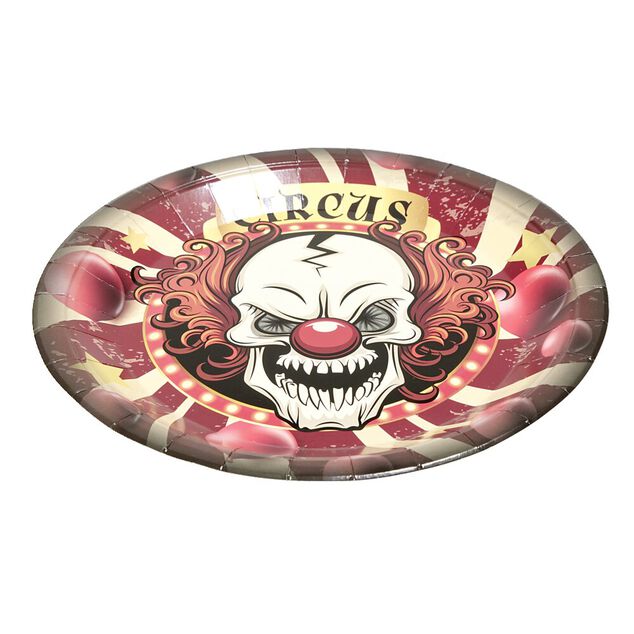 Lot de 8 assiettes en carton &Oslash;23cm design cirque Halloween