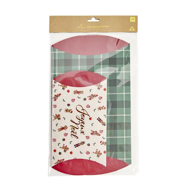 Boîte cadeau berlingot x2 fantasia Joyeux Noël 12,5x21cm et tartan 18,5x29cm