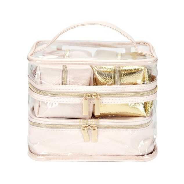 Trousse de toilette 2 compartiments + 3 trousses 22x15xH13cm (3 mod&egrave;les)