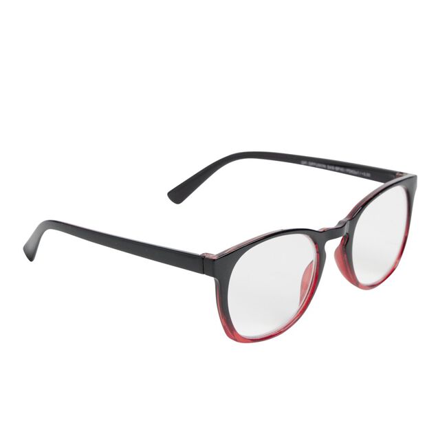 Lunette loupe de lecture en m&eacute;tal et plastique rouge 13,5x14xH4,5cm