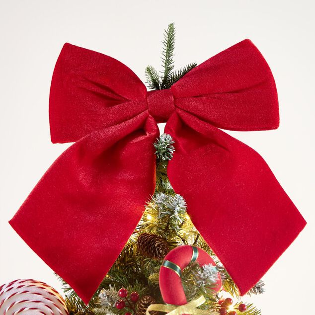 Noeud de No&euml;l XL velours rouge &agrave; suspendre H40 cm