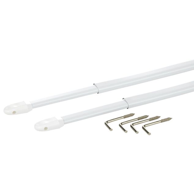 Tringle de vitrage Extensible 30-50 cm m&eacute;tal blanc x2
