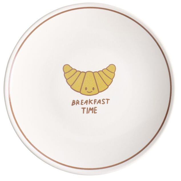 Assiette &agrave; dessert ronde motif croissant fa&iuml;ence &Oslash;19cm