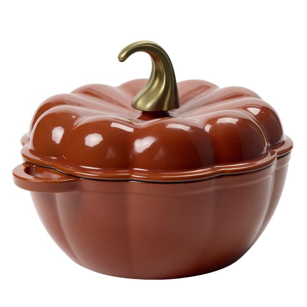 Cocotte fonte forme citrouille &Oslash;24xH18,5cm (2 mod&egrave;les cr&egrave;me ou rouille)