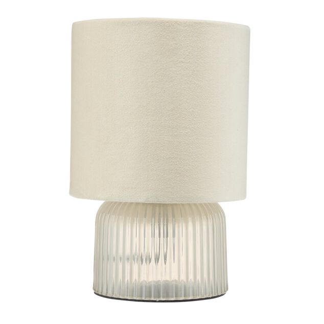 Lampe &agrave; poser verre stri&eacute; et abat-jour textile &Oslash;14xH21cm (3 mod&egrave;les)