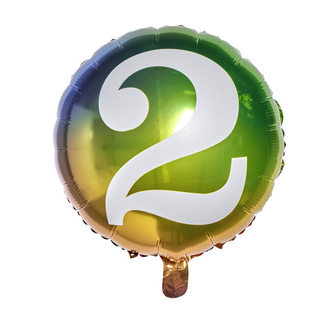Ballon alu chiffre 2 m&eacute;tallis&eacute; multicolore &Oslash;45cm