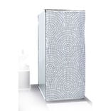 Rideau de douche motif mosa&iuml;que rosace blanc et gris 180x200cm
