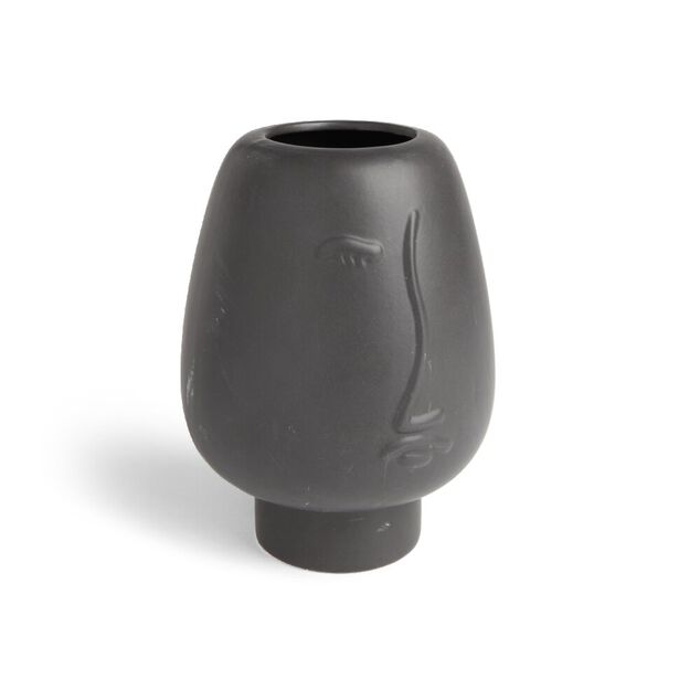 Vase visage c&eacute;ramique noir &Oslash;13xH18cm