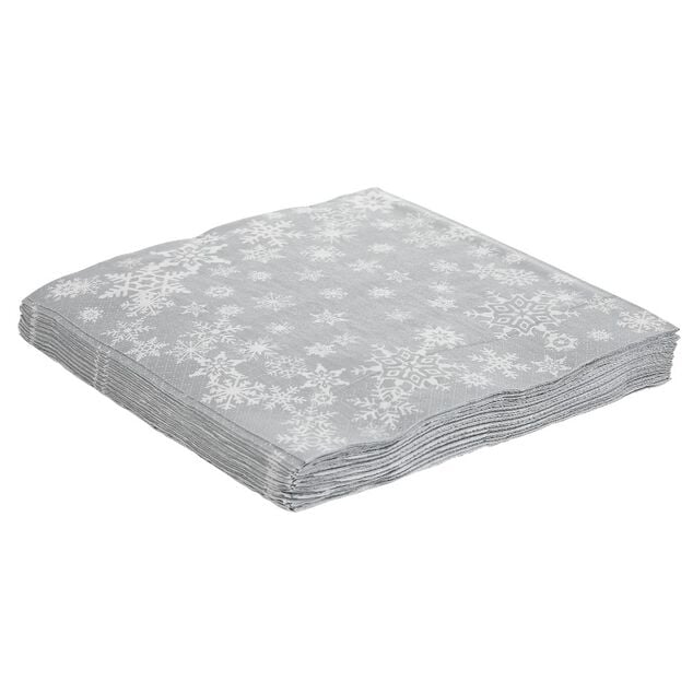 Serviette de No&euml;l en papier motif pluie de flocons x 20