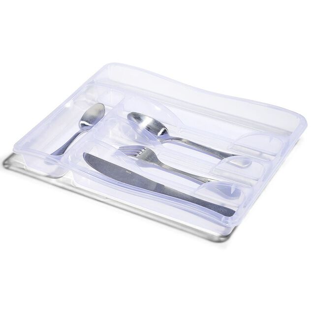 Range-couverts en plastique transparent - L.33xl.25,5xH.4cm