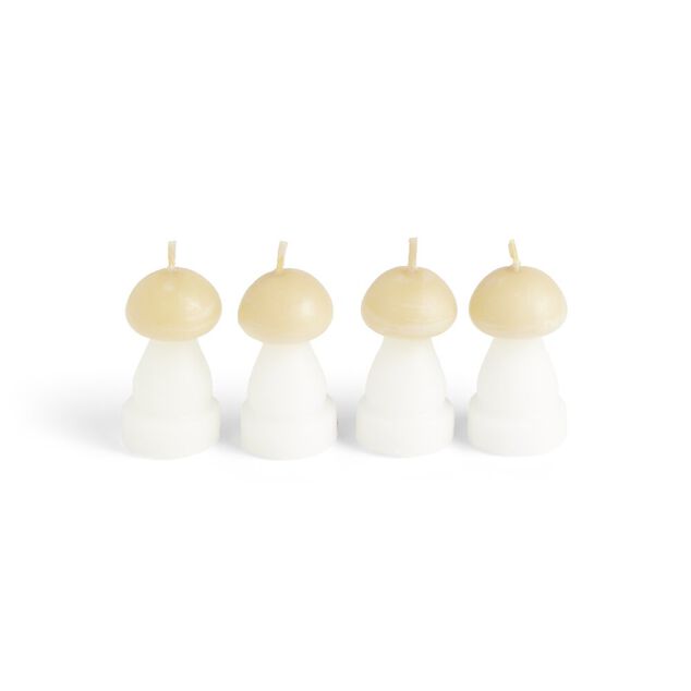 Bougie champignon blanc et jaune 6H x4