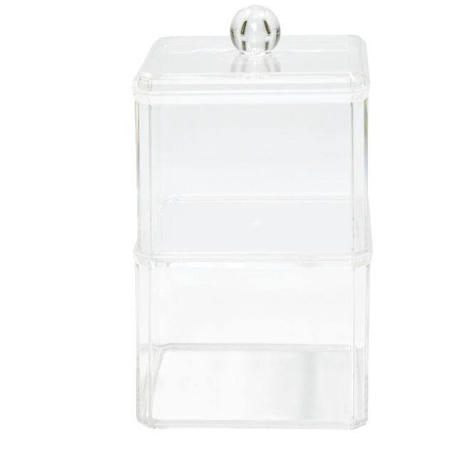 Boîte de rangement salle de bain 2 compartiments 9,3x9,3xH15,5cm