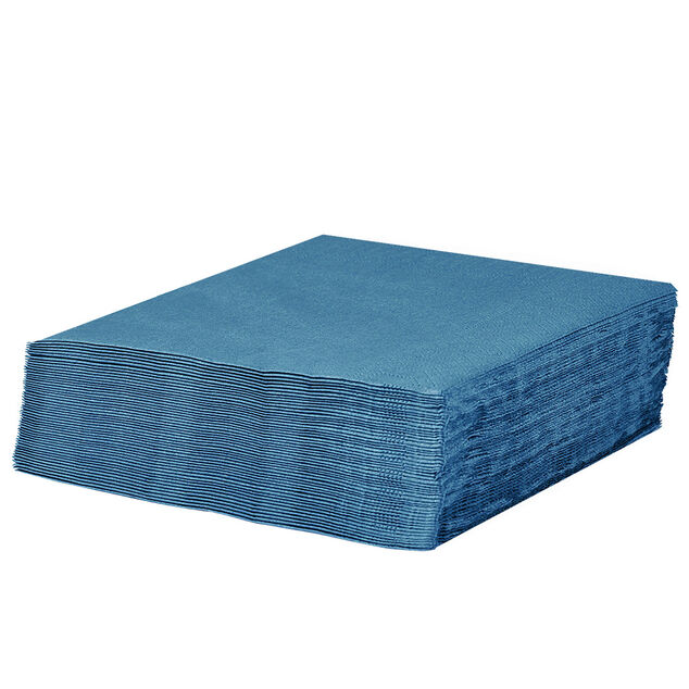 Serviette carr&eacute; unie bleu canard 2 plis en papier x50