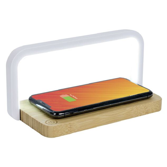 Lampe LED bambou avec chargeur &agrave; induction 10W