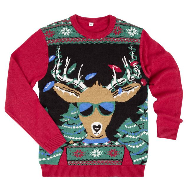 Pull de No&euml;l adulte tricot renne thug life S/M ou L/XL