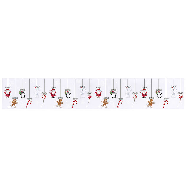 D&eacute;coration fen&ecirc;tre No&euml;l &eacute;lectrostatique frise de personnages 120x20cm