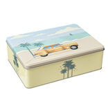 Boîte métal décor vintage 22,5x16,5xH7,5cm (3 modèles)