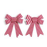 Lot de 2 noeuds ray&eacute;s rouges et blancs Candyland 12x15cm