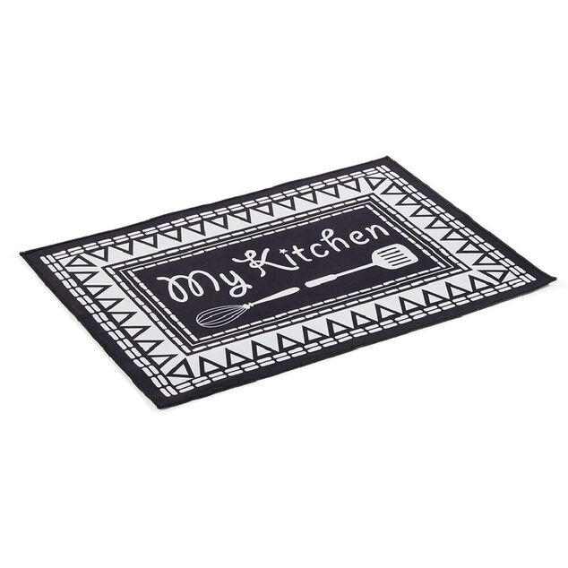 Tapis de cuisine My Kitchen noir et blanc 50x70cm