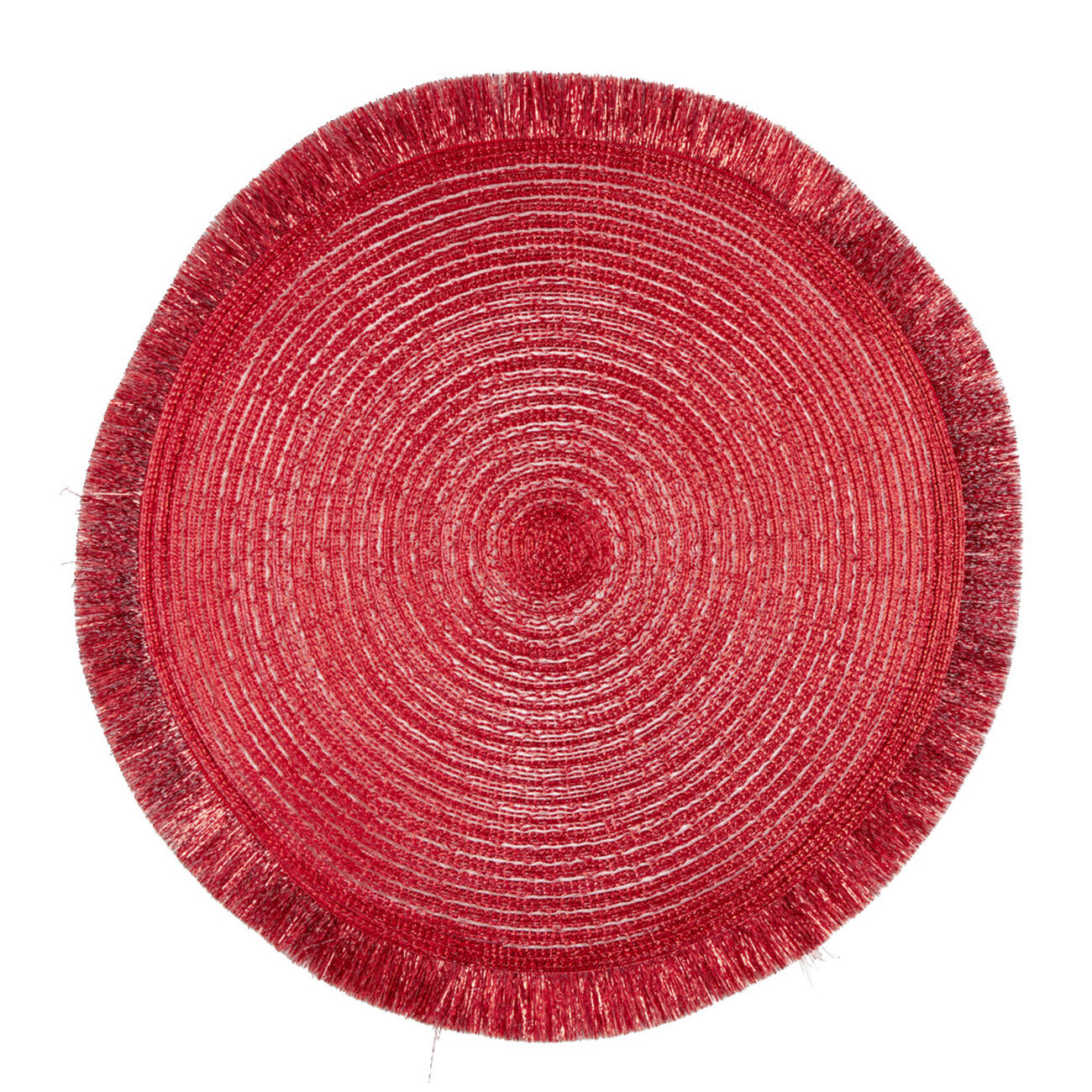 Set de table rond design métallisé - Lot de 4, rouge