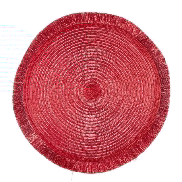 Set de table rond Ø38cm polyester rouge x2