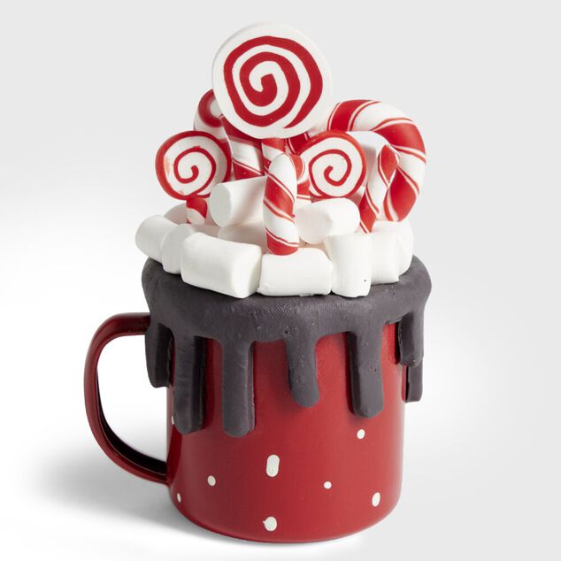 Tasse d&eacute;coration sucre d'orge m&eacute;tal et argile H12,5cm