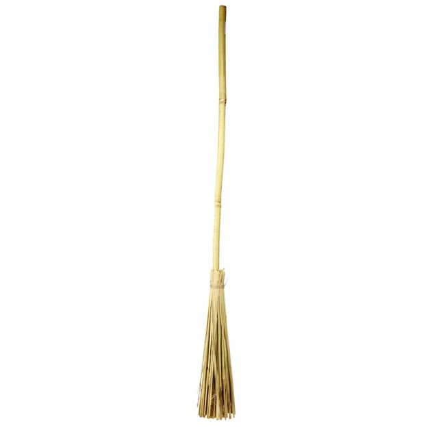 Balai de sorci&egrave;re bambou naturel et paille L100cm