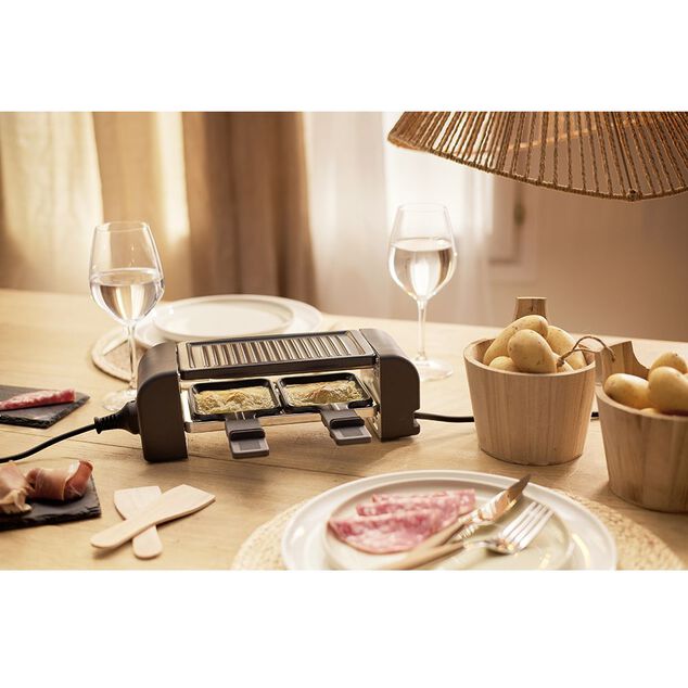 Machine &agrave; raclette Duo connectable noire 2 po&ecirc;lons 450W