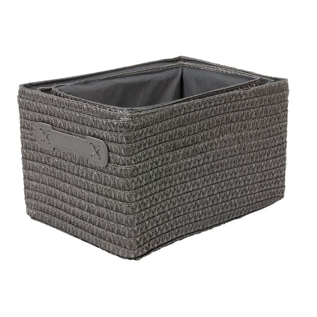 Pani&egrave;re de rangement grise effet tress&eacute; x3