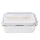 Bo&icirc;te Lunchbox en verre avec couverts en plastique 1,2L