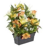 Jardini&egrave;re columbarium H47 cm orange - Fleur artificielle