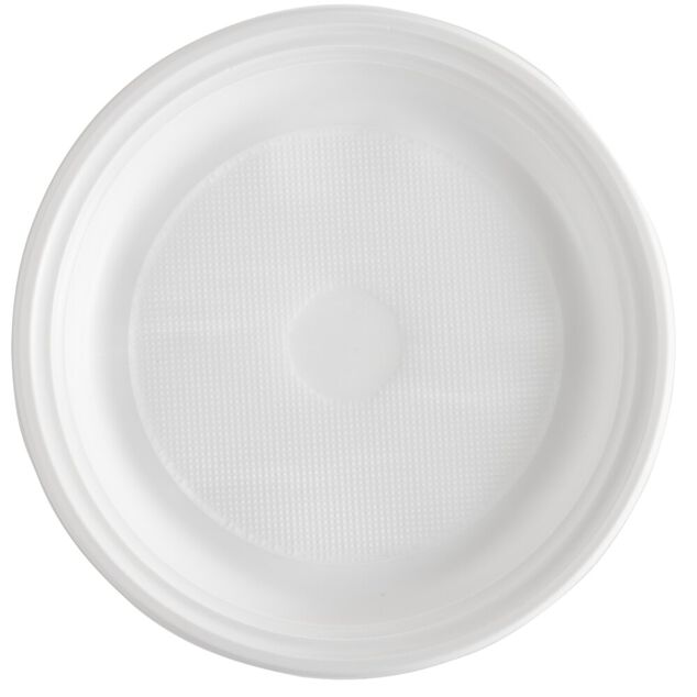 Assiette plastique x50 ronde r&eacute;utilisable blanche &Oslash;20,5cm