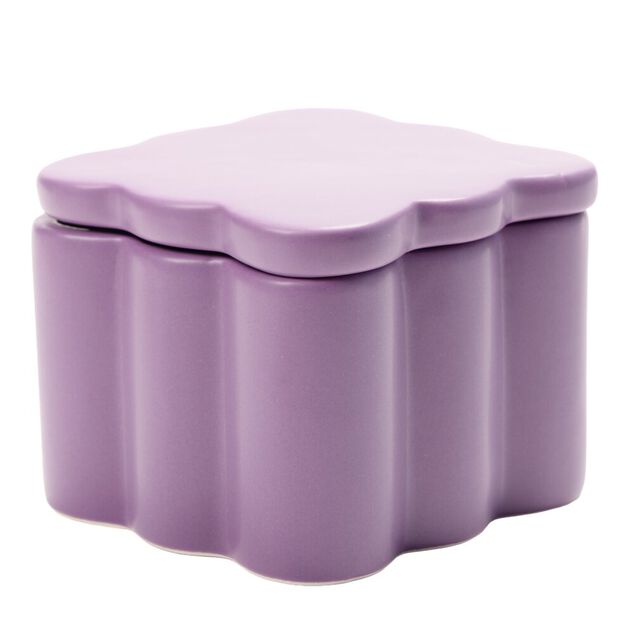 Bo&icirc;te organisateur salle de bain en dolomite contour ondul&eacute; 10x10xH8cm (3 mod&egrave;les)