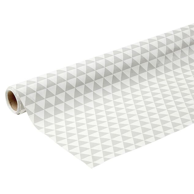 Toile cir&eacute;e triangle blanc et gris clair L. 140 cm