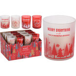 Bougie de Noël en verre rouge et blanc